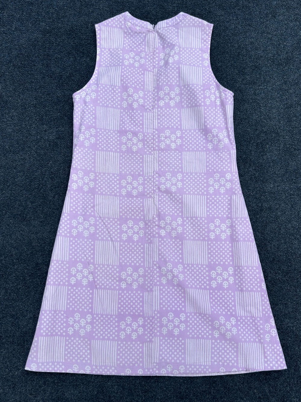 Julia Amory Baby Jane Sleeveless Cotton Dress in Lilac Patchwork Print Medium - Picture 4 of 15